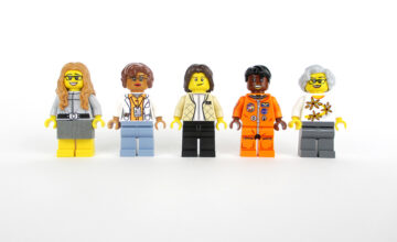 LEGO minifigures of five female NASA pioneers