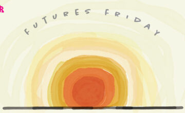 Futures Friday cover using the image of a sunrise in watercolor