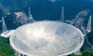 The giant dish of China's Five-hundred-meter Aperture Spherical Telescope (FAST).