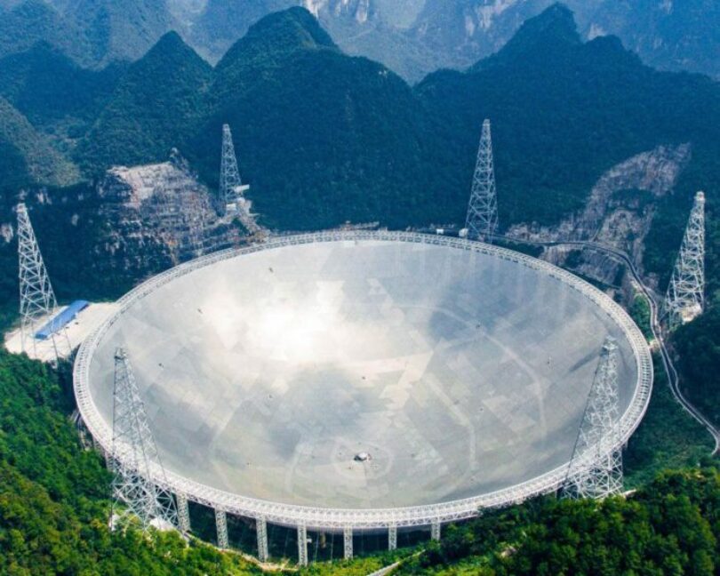 The giant dish of China's Five-hundred-meter Aperture Spherical Telescope (FAST).